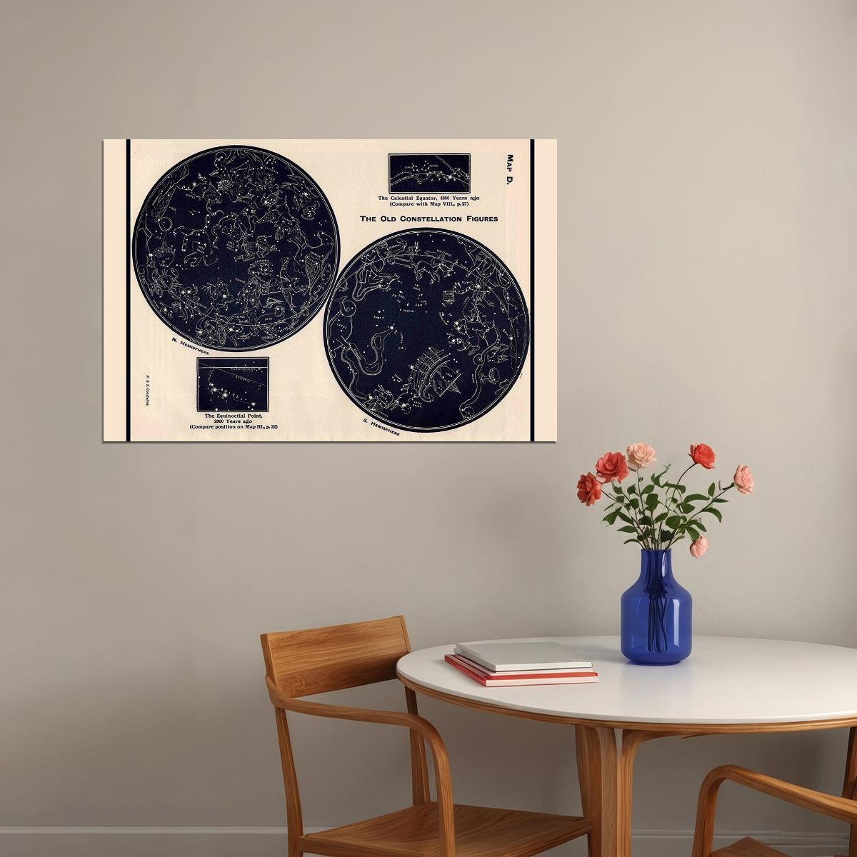 Star Map Constellation Diagram Science Astronomy Poster Wall Art Print Home Wall Decor