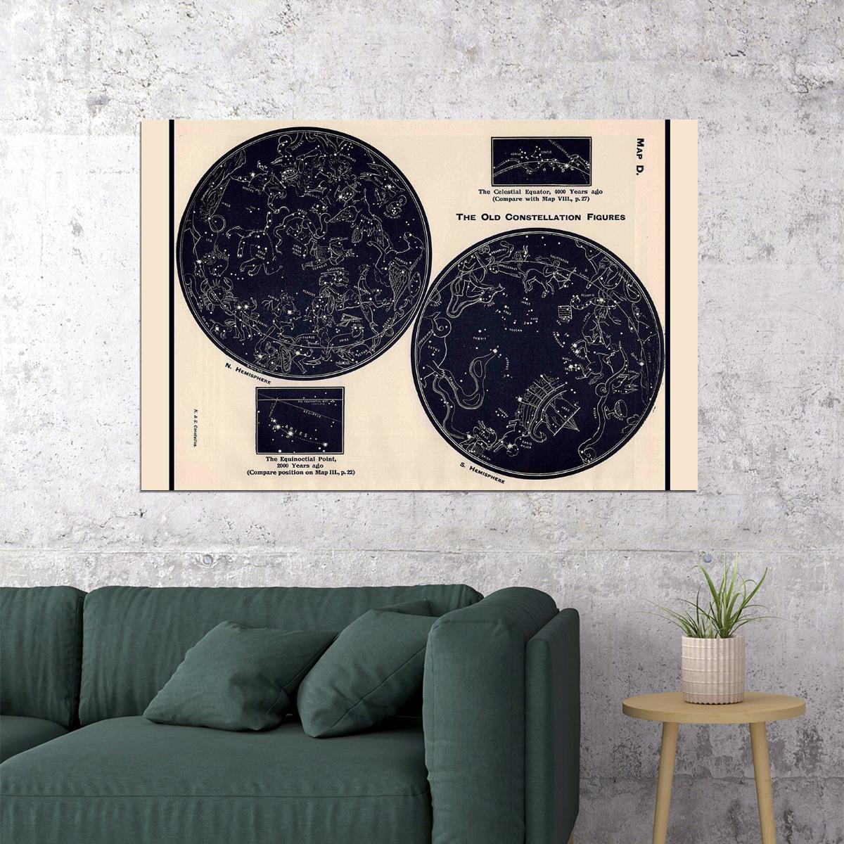 Star Map Constellation Diagram Science Astronomy Poster Wall Art Print Home Wall Decor