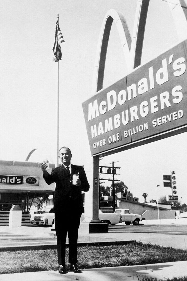Poster - Ray Kroc Standing Outside Mcdonald's Vintage Poster Wall