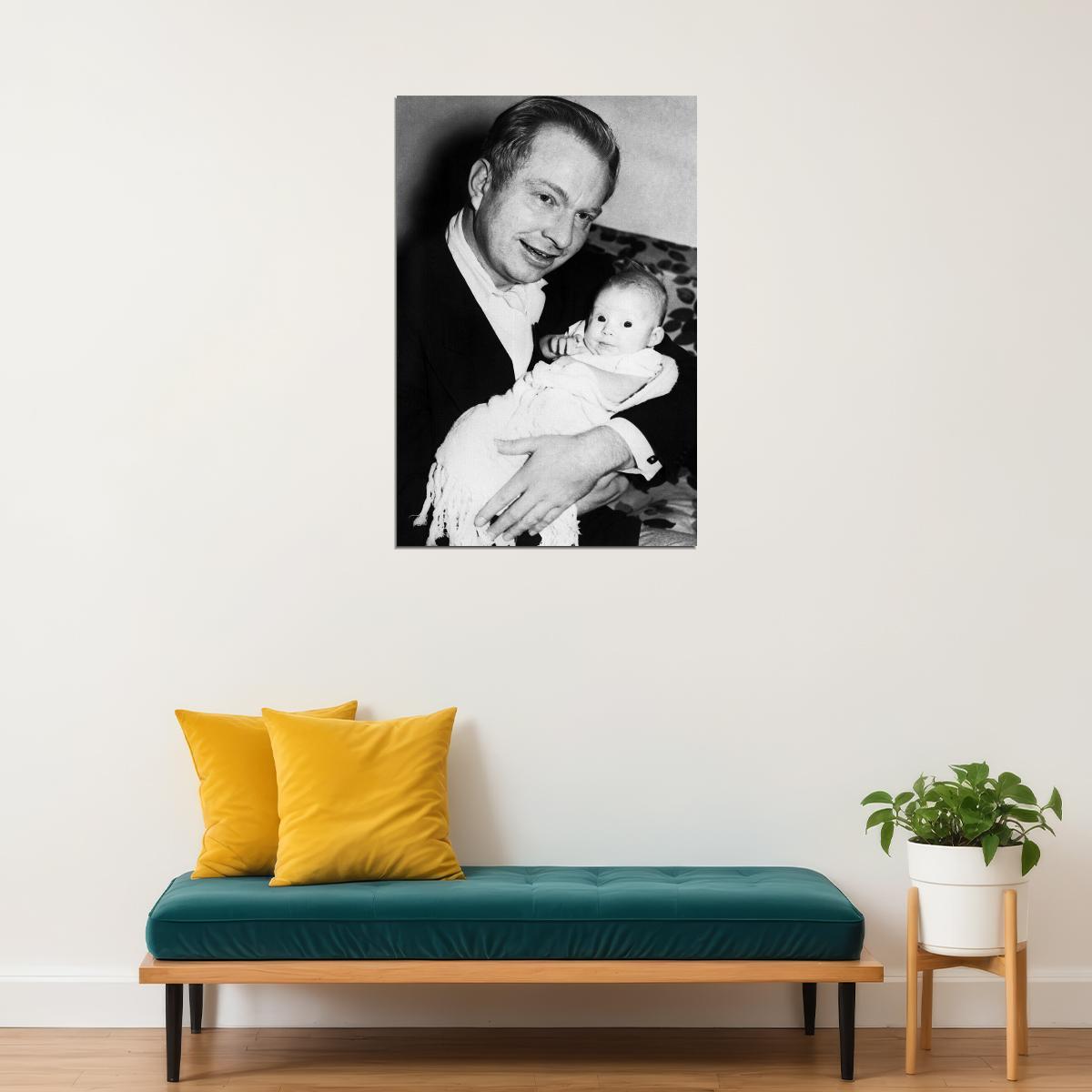 Writer L. Ron Hubbard Holding His Infant Daughter Poster Wall Art Print Home Wall Decor