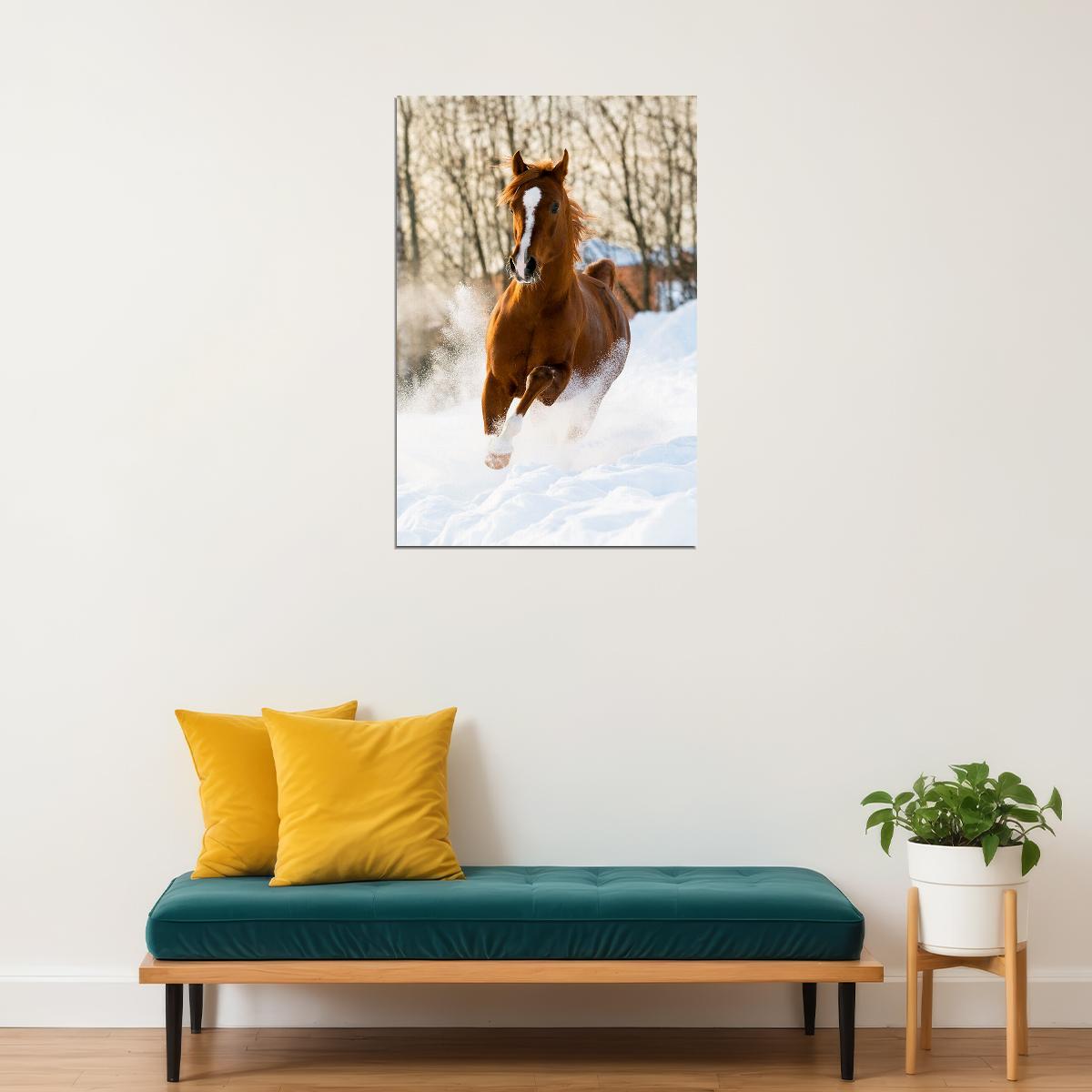 Horses Running On The Snow Quick Animal Poster Wall Art Print Home Wall Decor - xonomax