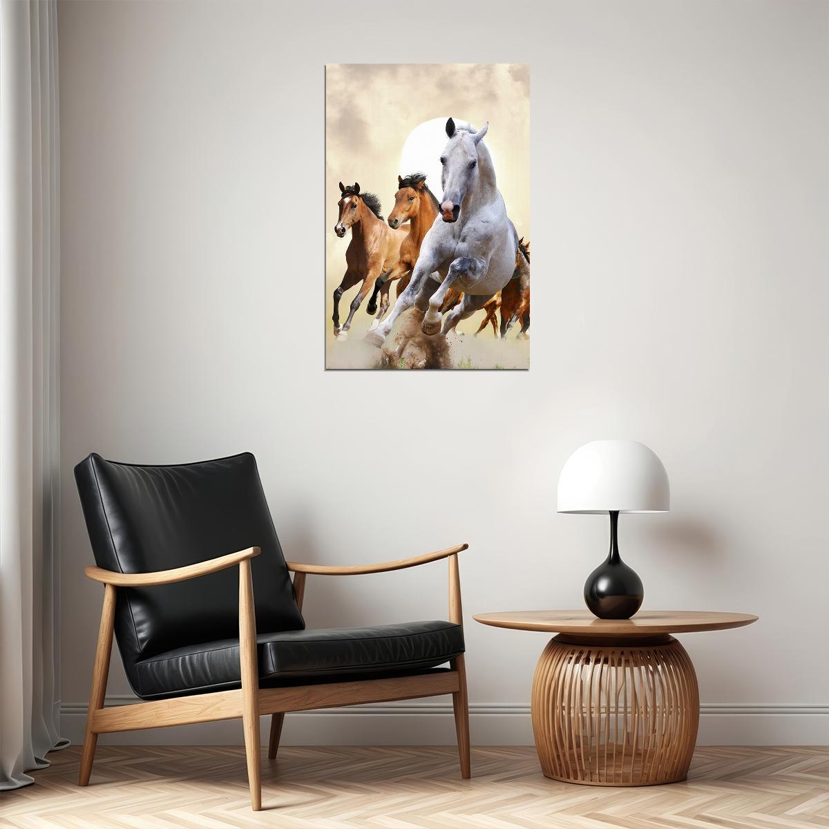 Horses Running Quick Animal Photo Poster Wall Art Print Home Wall Decor - xonomax