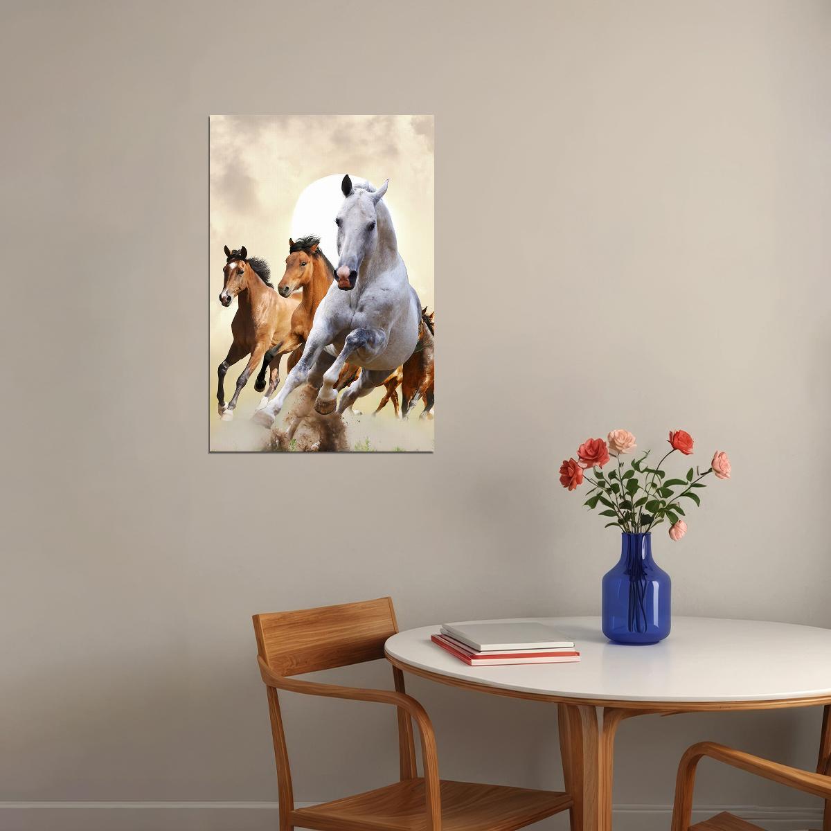 Horses Running Quick Animal Photo Poster Wall Art Print Home Wall Decor - xonomax