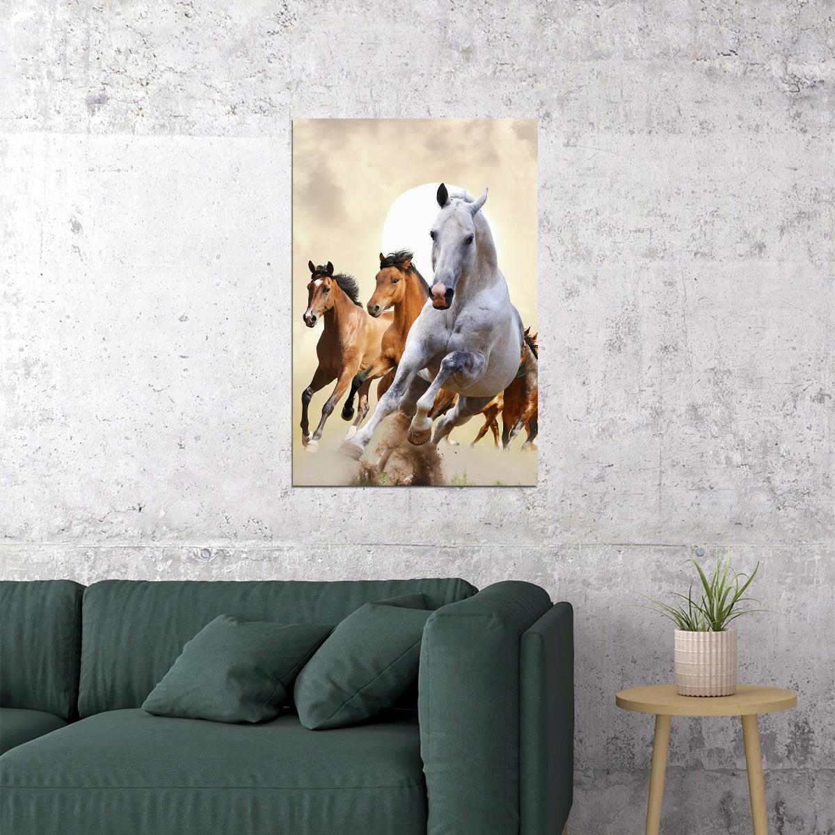 Horses Running Quick Animal Photo Poster Wall Art Print Home Wall Decor - xonomax
