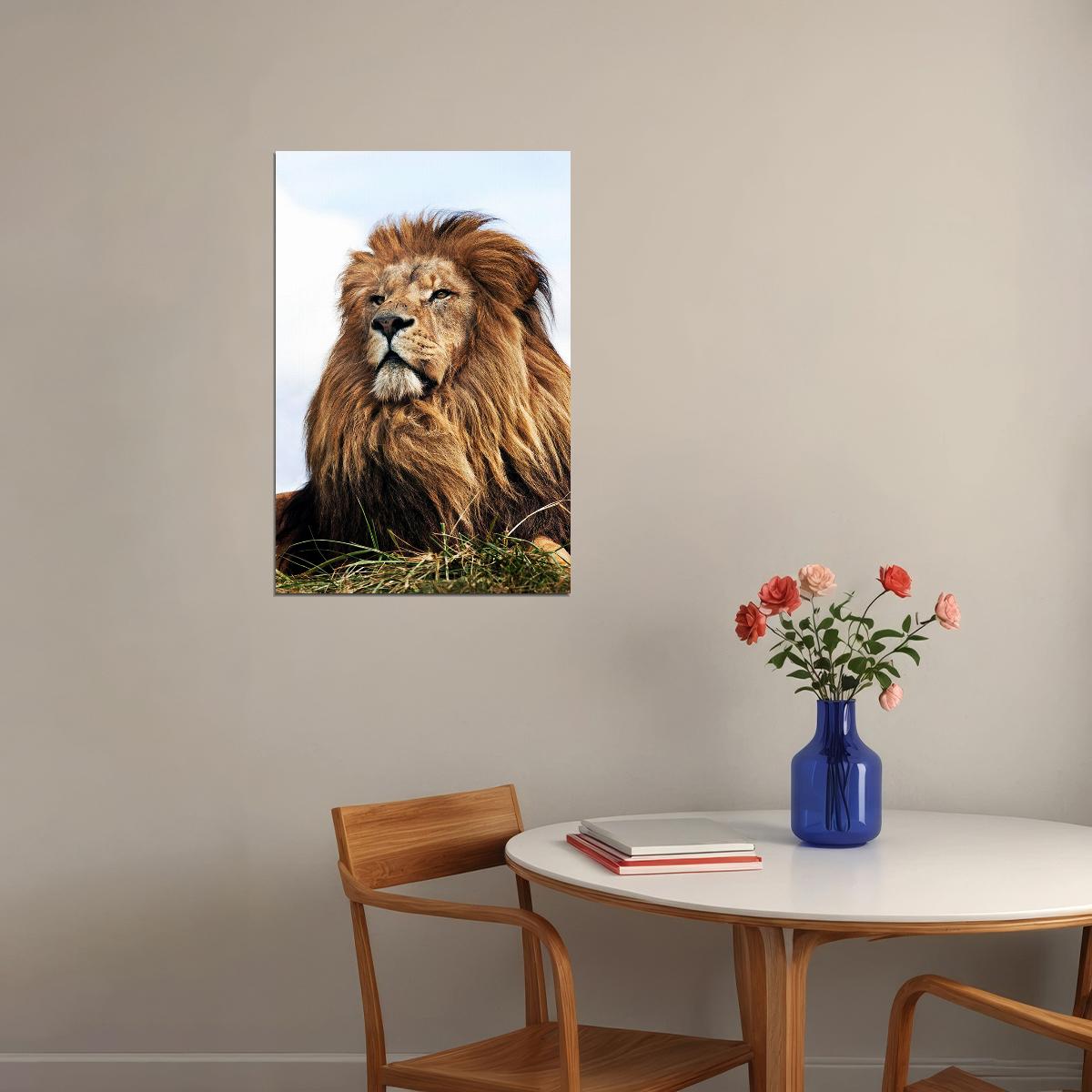 Wild Lion Big Head Sitting Cat Poster Wall Art Print Home Wall Decor - xonomax