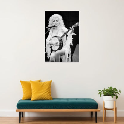 Parton Playing Banjo In Concert Music Writer Poster Wall Art Print Home Wall Decor - xonomax