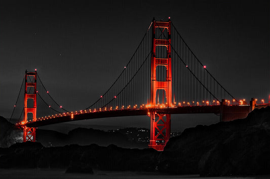 Lighted Golden Gate Bridge At Night Poster Wall Art Print Home Wall Decor - xonomax
