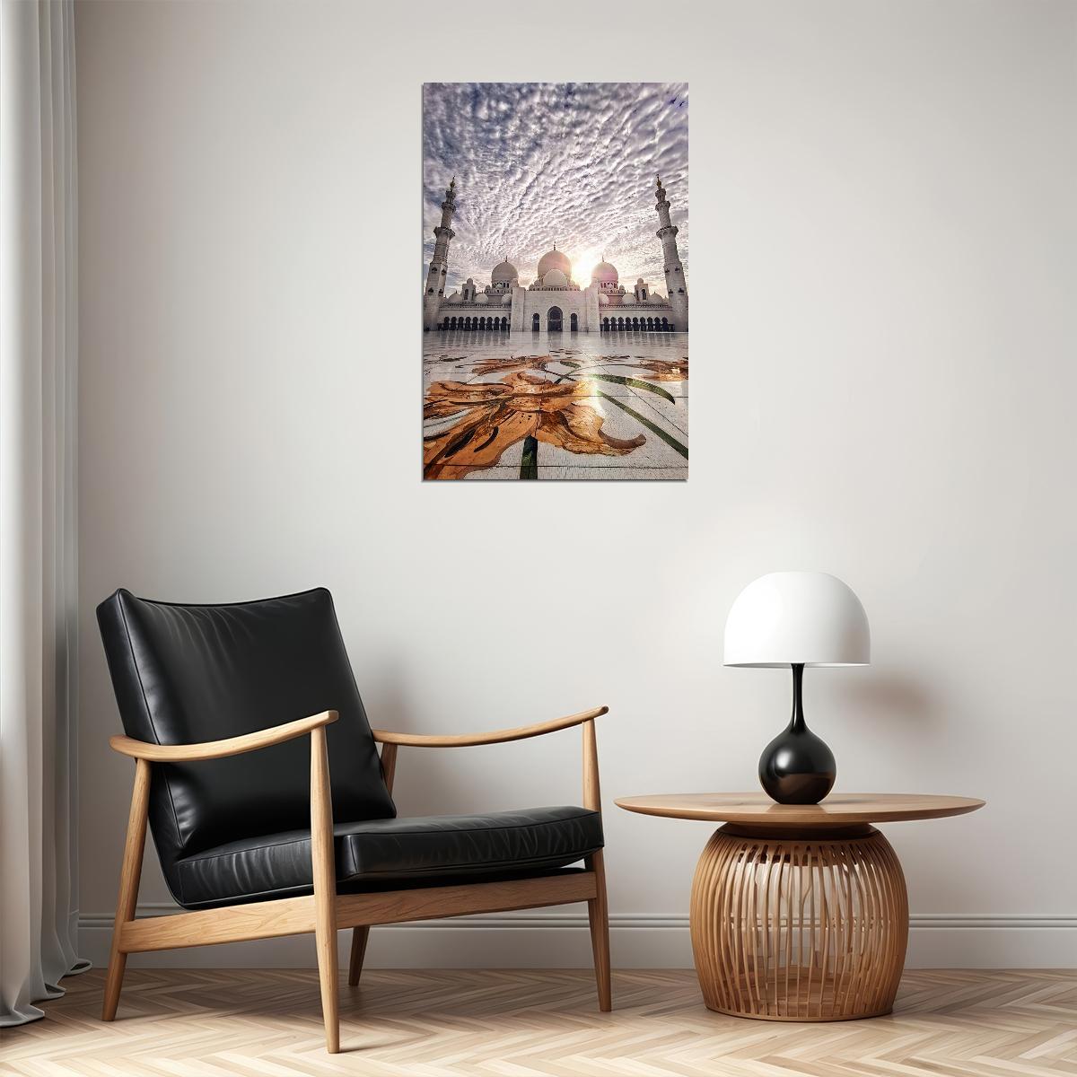 White Palace Muslim Mosque Poster Wall Art Print Home Wall Decor - xonomax