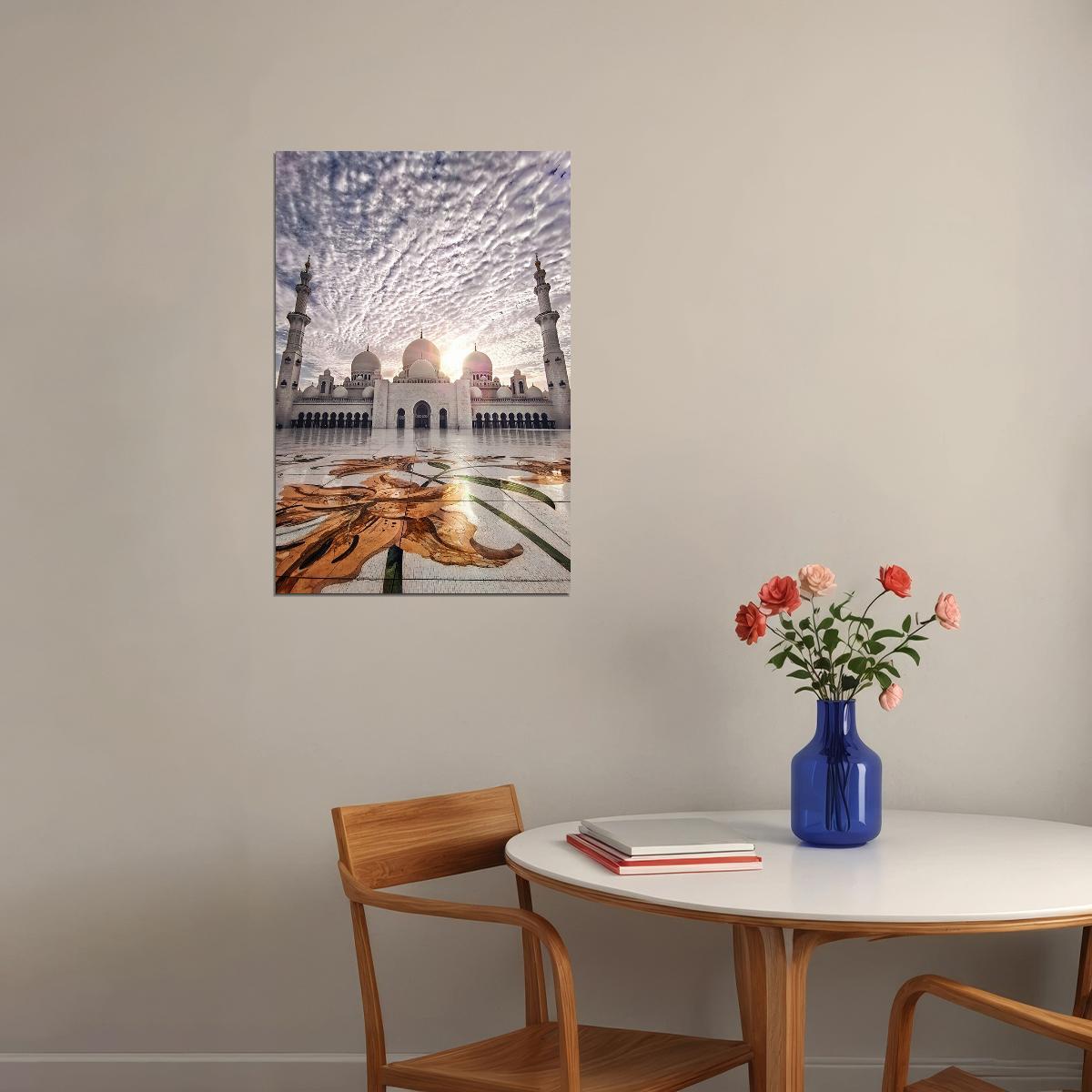 White Palace Muslim Mosque Poster Wall Art Print Home Wall Decor - xonomax