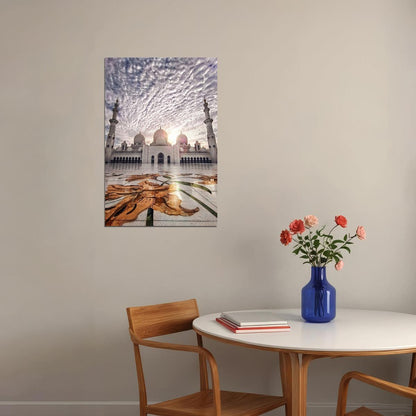 White Palace Muslim Mosque Poster Wall Art Print Home Wall Decor - xonomax