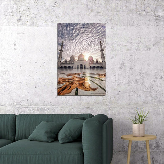 White Palace Muslim Mosque Poster Wall Art Print Home Wall Decor - xonomax