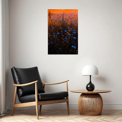 Tilt Shift Lens Photo Of Blue Flowers Poster Wall Art Print Home Wall Decor - xonomax
