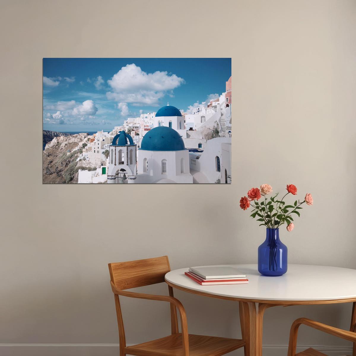 Santorini Greece Tourist Attraction Poster Wall Art Print Home Wall Decor
