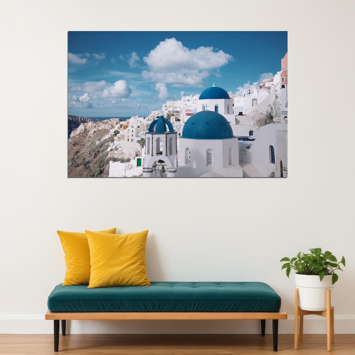 Santorini Greece Tourist Attraction Poster Wall Art Print Home Wall Decor