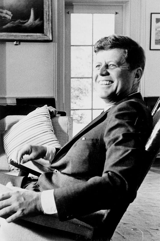 John F. Kennedy In His Rocking Chair Poster Wall Art Print Home Wall Decor