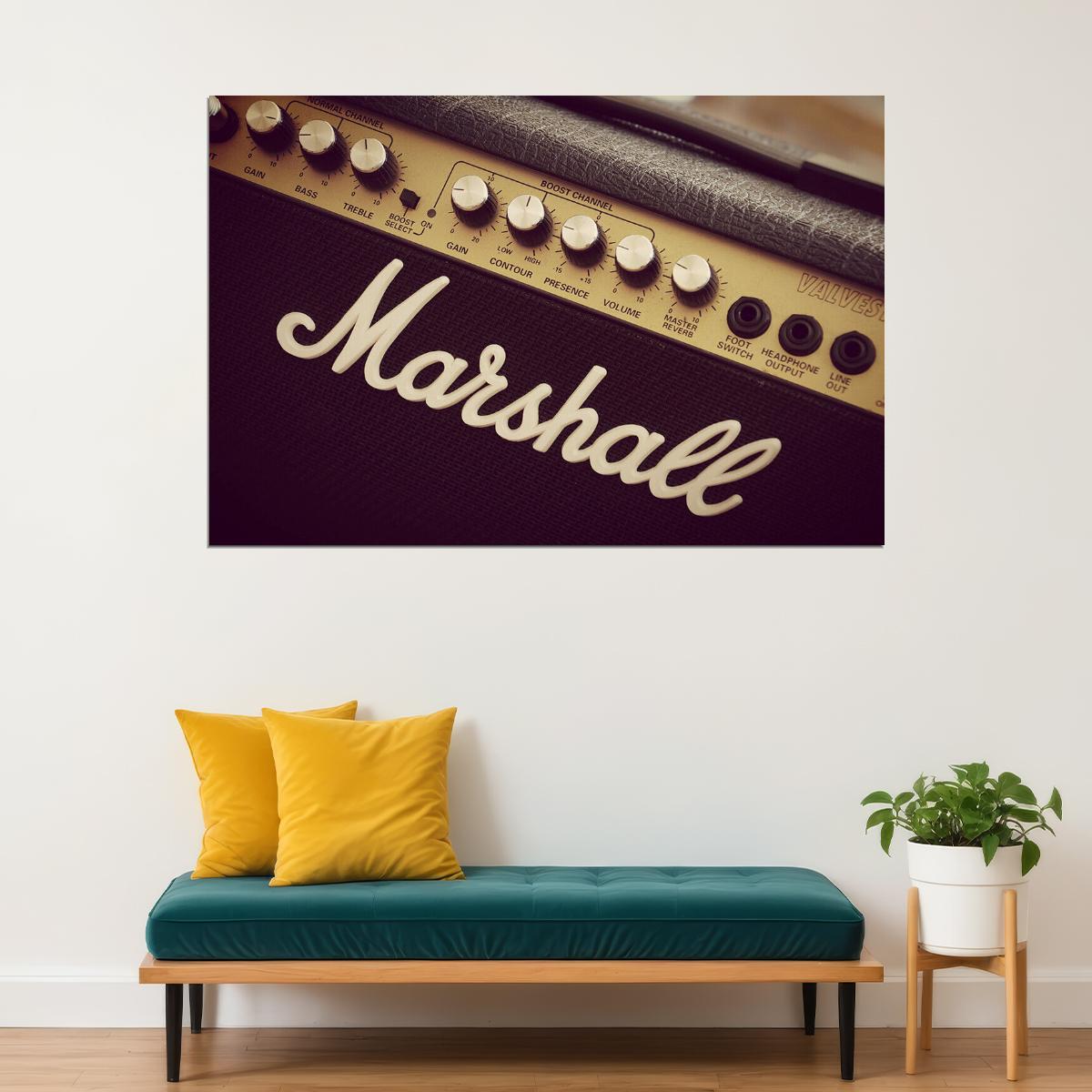 Marshall Black Guitar Amplfier Music Equipment Poster Wall Art Print Home Wall Decor - xonomax