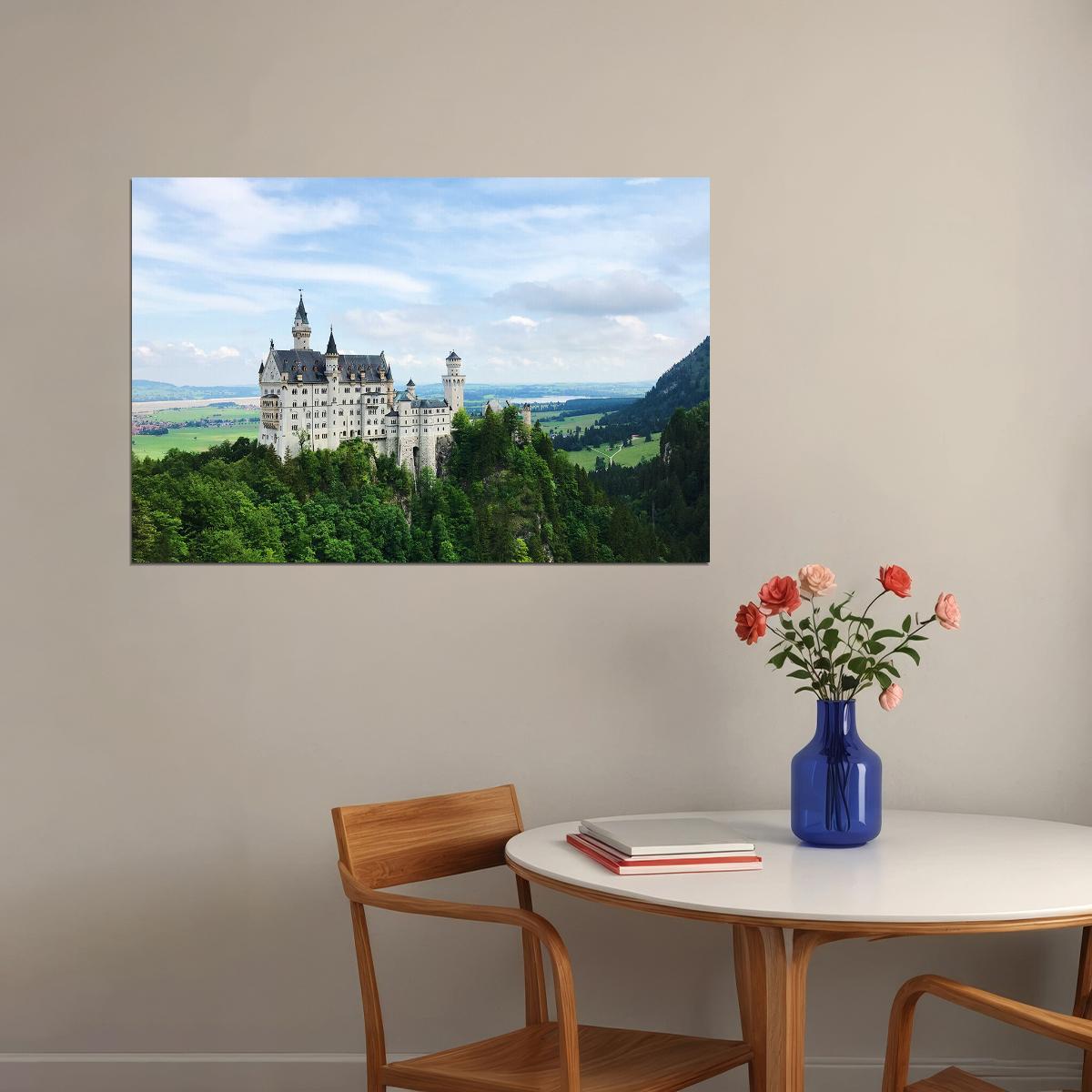 Neuschwanstein White Castle Surrounded By Trees Poster Wall Art Print Home Wall Decor - xonomax