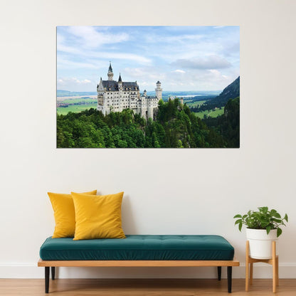 Neuschwanstein White Castle Surrounded By Trees Poster Wall Art Print Home Wall Decor - xonomax