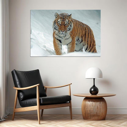 Wild Animals Tiger At Snow Poster Wall Art Print Home Wall Decor - xonomax
