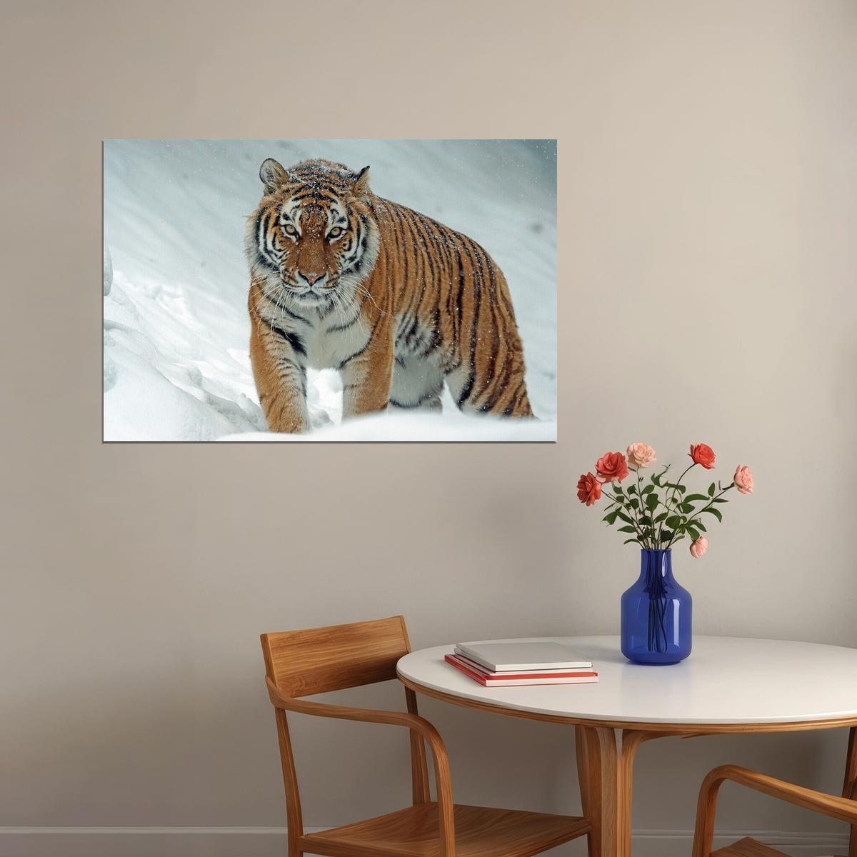 Wild Animals Tiger At Snow Poster Wall Art Print Home Wall Decor - xonomax