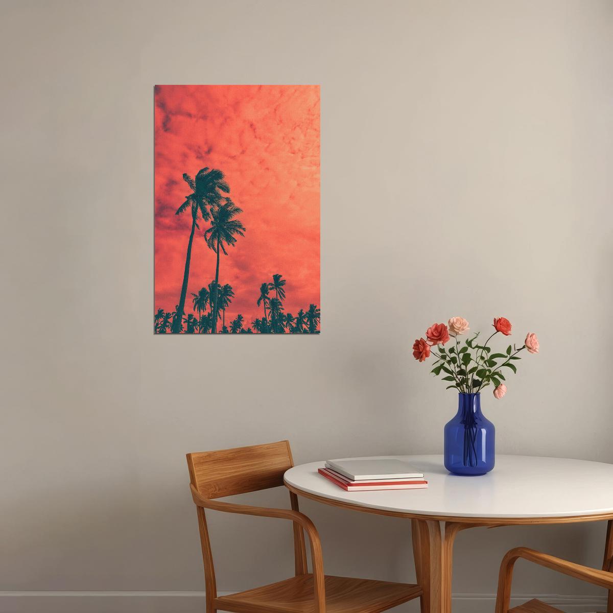 Coconut Palm Trees On Sand Storm Poster Wall Art Print Home Wall Decor - xonomax