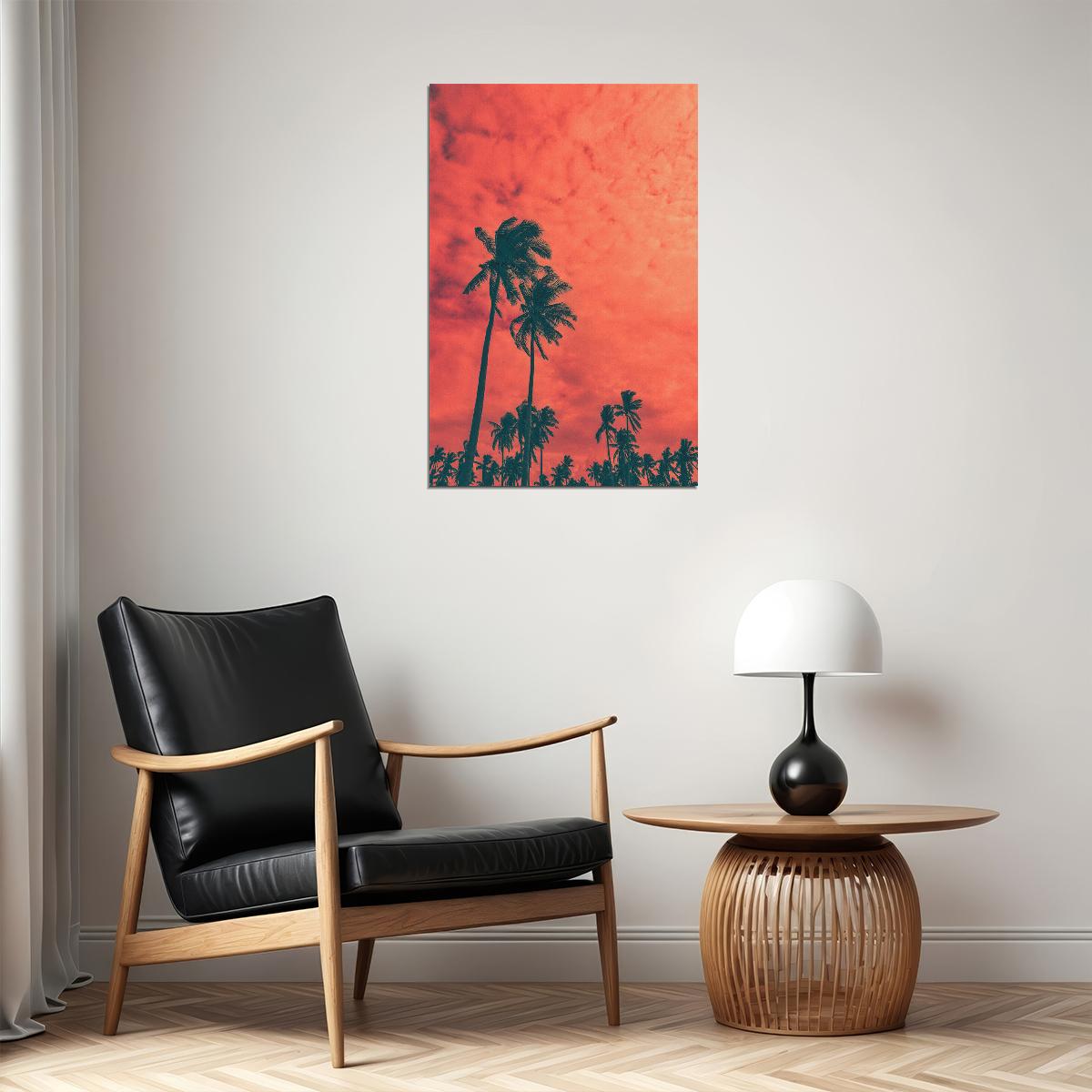 Coconut Palm Trees On Sand Storm Poster Wall Art Print Home Wall Decor - xonomax