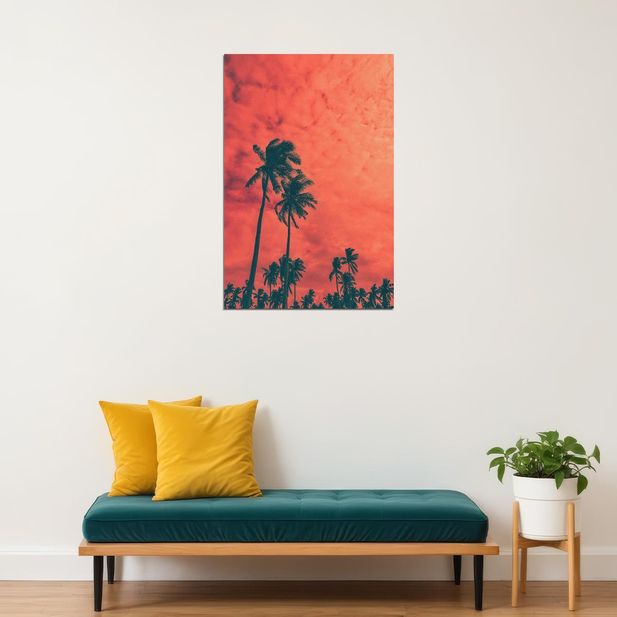Coconut Palm Trees On Sand Storm Poster Wall Art Print Home Wall Decor - xonomax