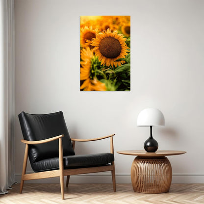 Yellow Sunflower In Close Up Photography Poster Wall Art Print Home Wall Decor