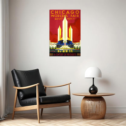 Chicago Worlds Fair 1933 A Century Of Progress Poster Wall Art Print Home Wall Decor - xonomax