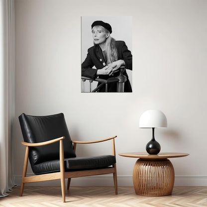 Singer Joni Mitchell Posing At Poster Wall Art Print Home Wall Decor - xonomax