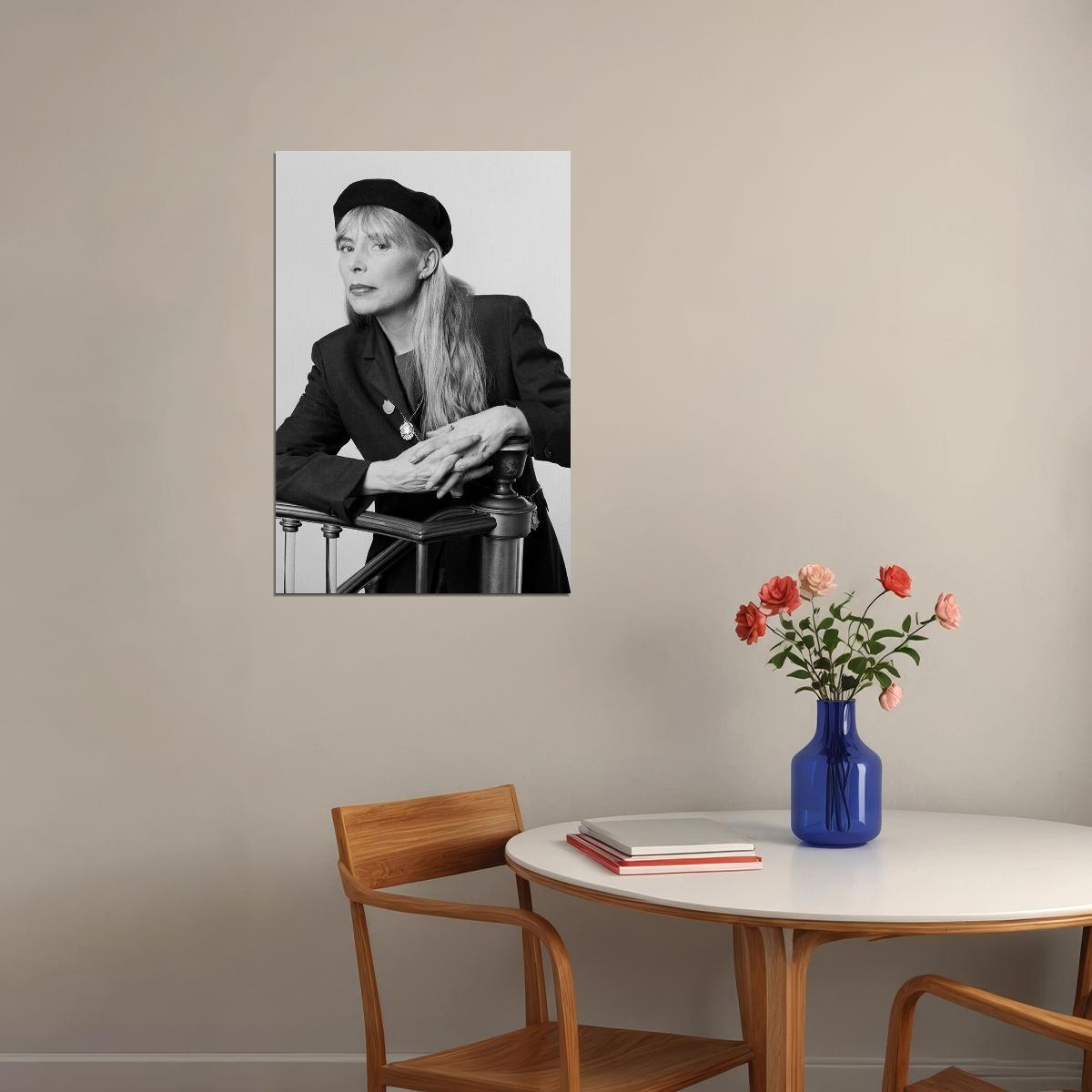 Singer Joni Mitchell Posing At Poster Wall Art Print Home Wall Decor - xonomax
