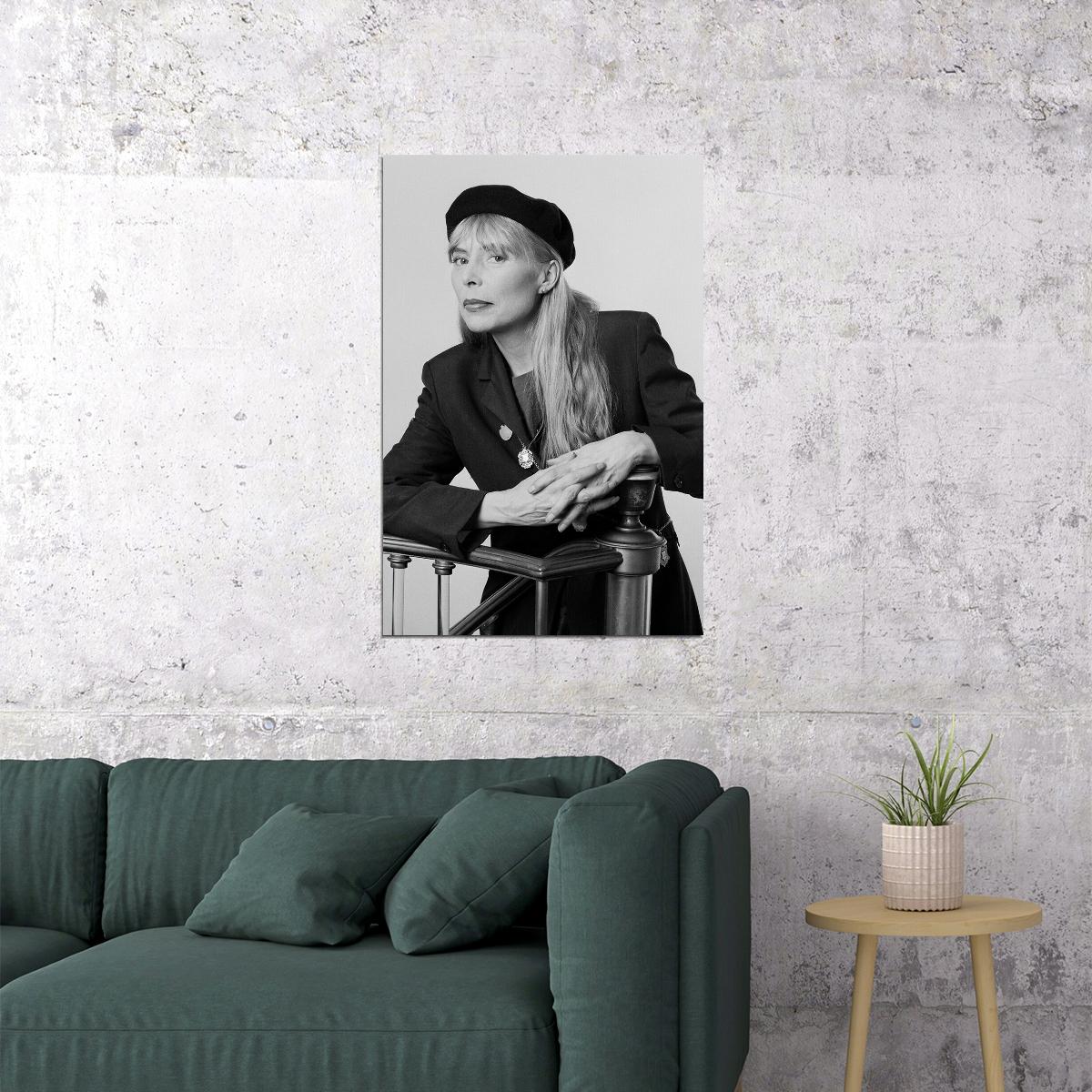 Singer Joni Mitchell Posing At Poster Wall Art Print Home Wall Decor - xonomax