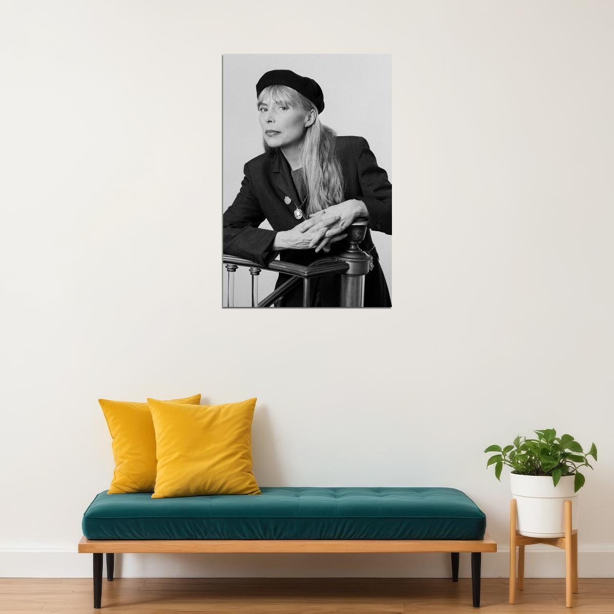 Singer Joni Mitchell Posing At Poster Wall Art Print Home Wall Decor - xonomax
