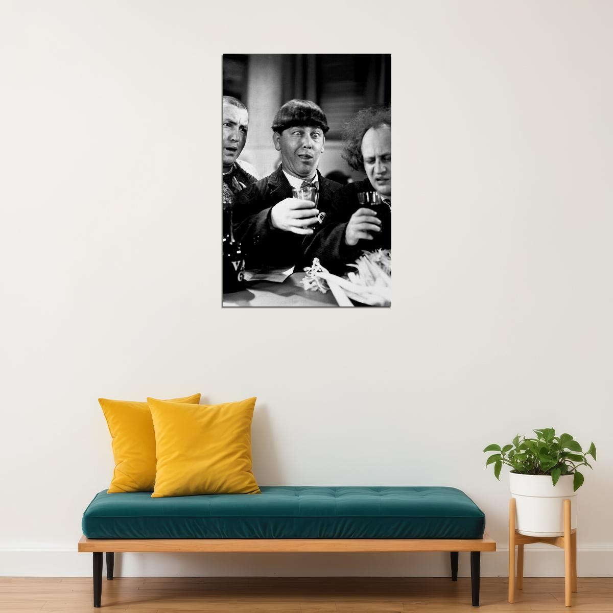 The Three Stooges With Drinks Movie Poster Wall Art Print Home Wall Decor - xonomax