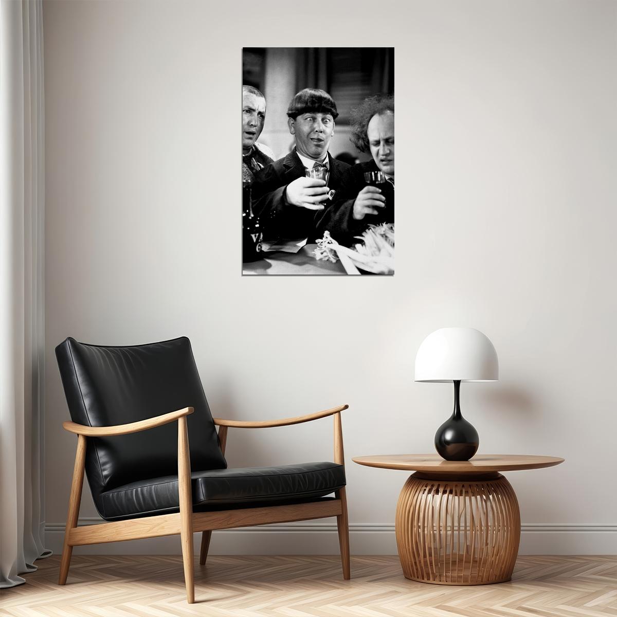 The Three Stooges With Drinks Movie Poster Wall Art Print Home Wall Decor - xonomax