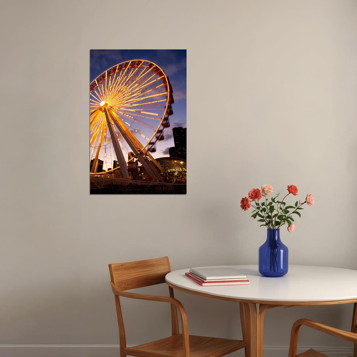 Ferris Wheel In Motion Poster Wall Art Print Home Wall Decor - xonomax