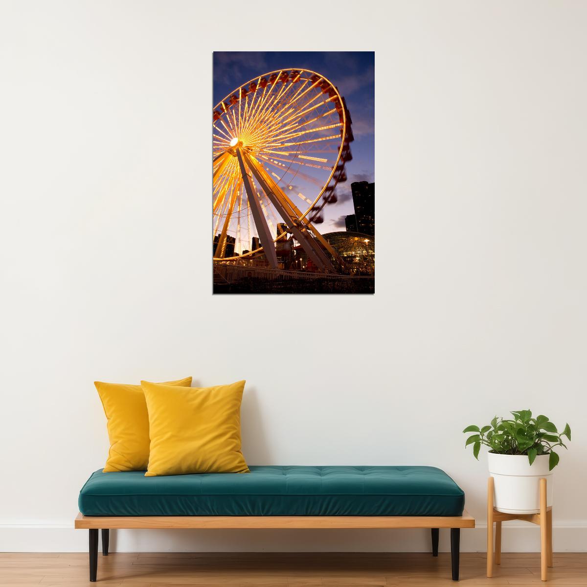 Ferris Wheel In Motion Poster Wall Art Print Home Wall Decor - xonomax