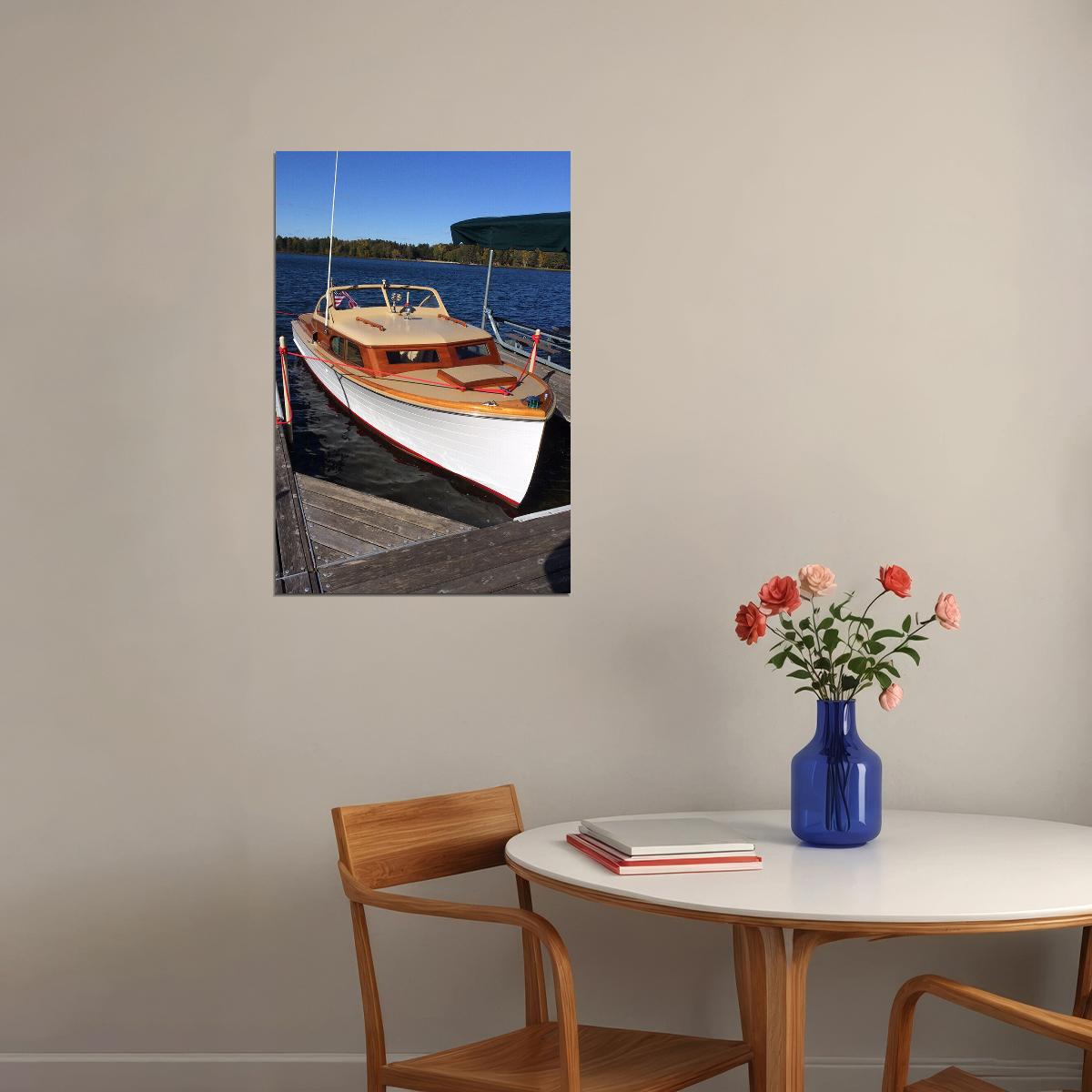 Wooden Boat On Shore Poster Wall Art Print Home Wall Decor - xonomax