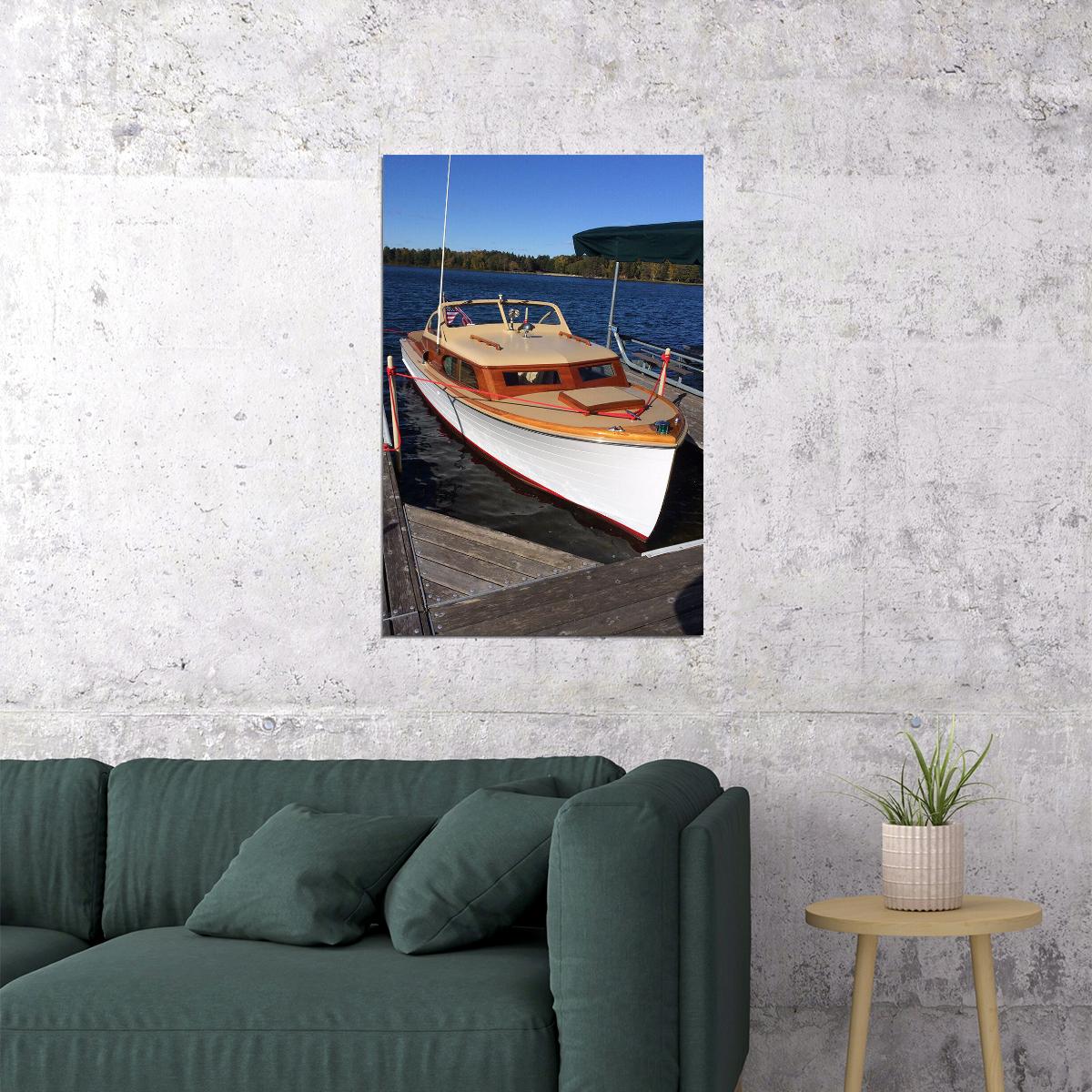 Wooden Boat On Shore Poster Wall Art Print Home Wall Decor - xonomax