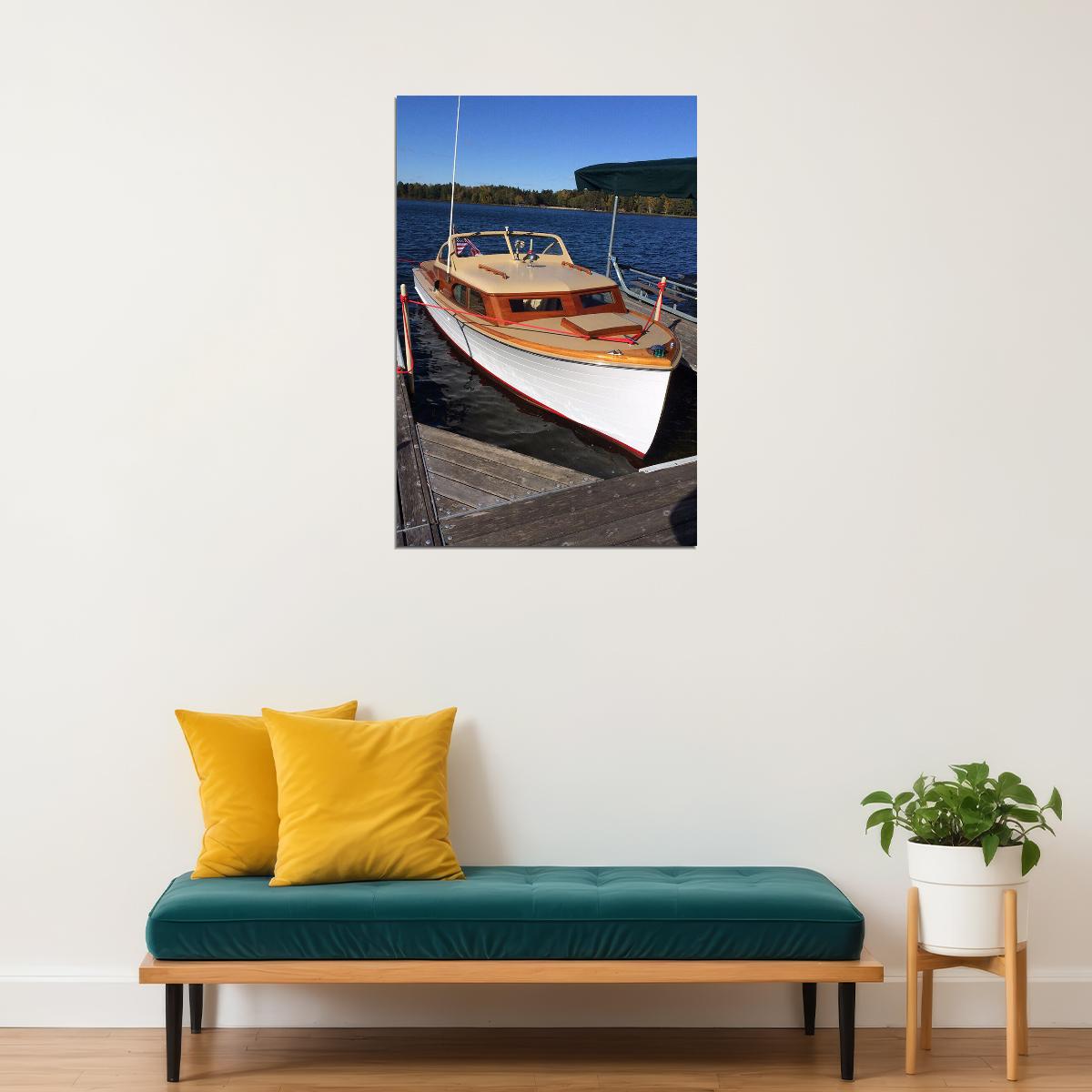Wooden Boat On Shore Poster Wall Art Print Home Wall Decor - xonomax