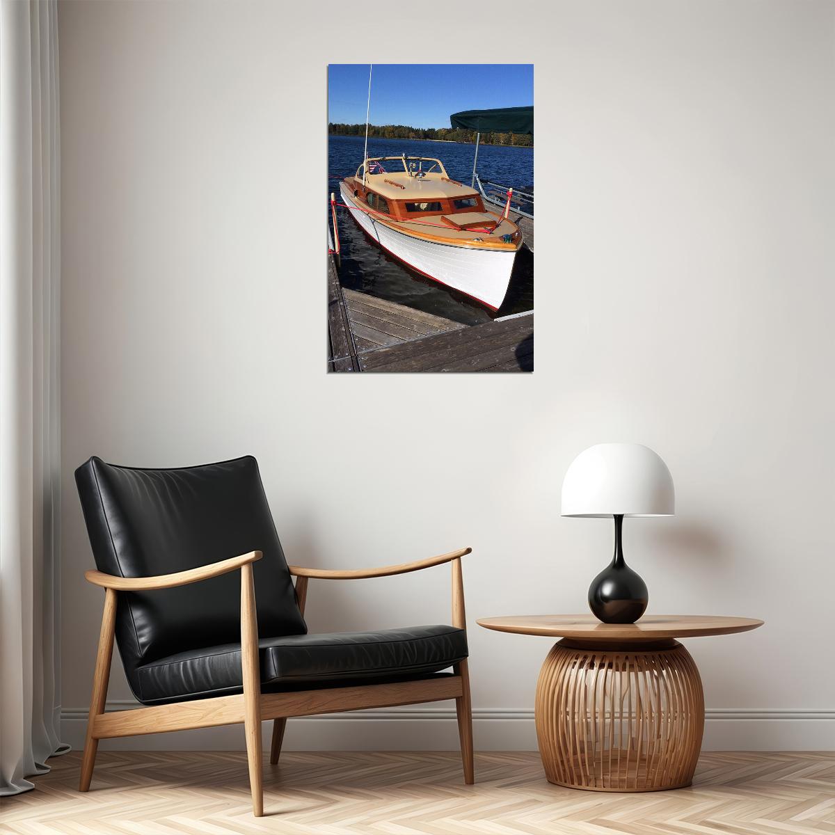 Wooden Boat On Shore Poster Wall Art Print Home Wall Decor - xonomax