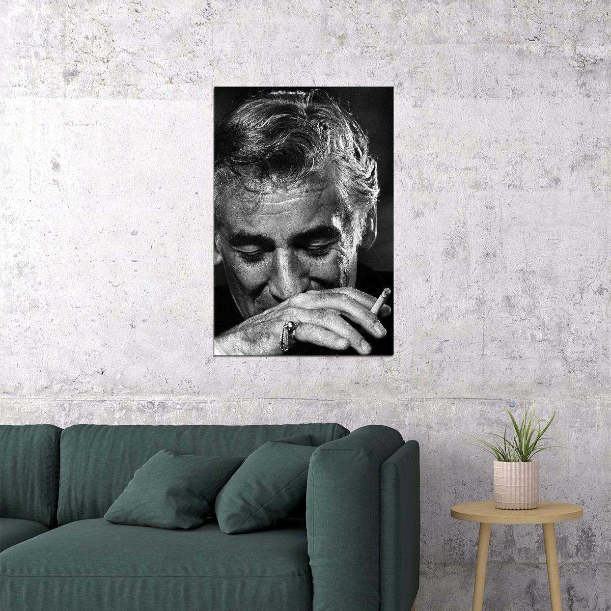 Portrait Of Leonard Bernstein Smoking Poster Wall Art Print Home Wall Decor - xonomax