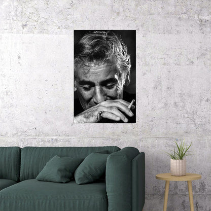 Portrait Of Leonard Bernstein Smoking Poster Wall Art Print Home Wall Decor - xonomax