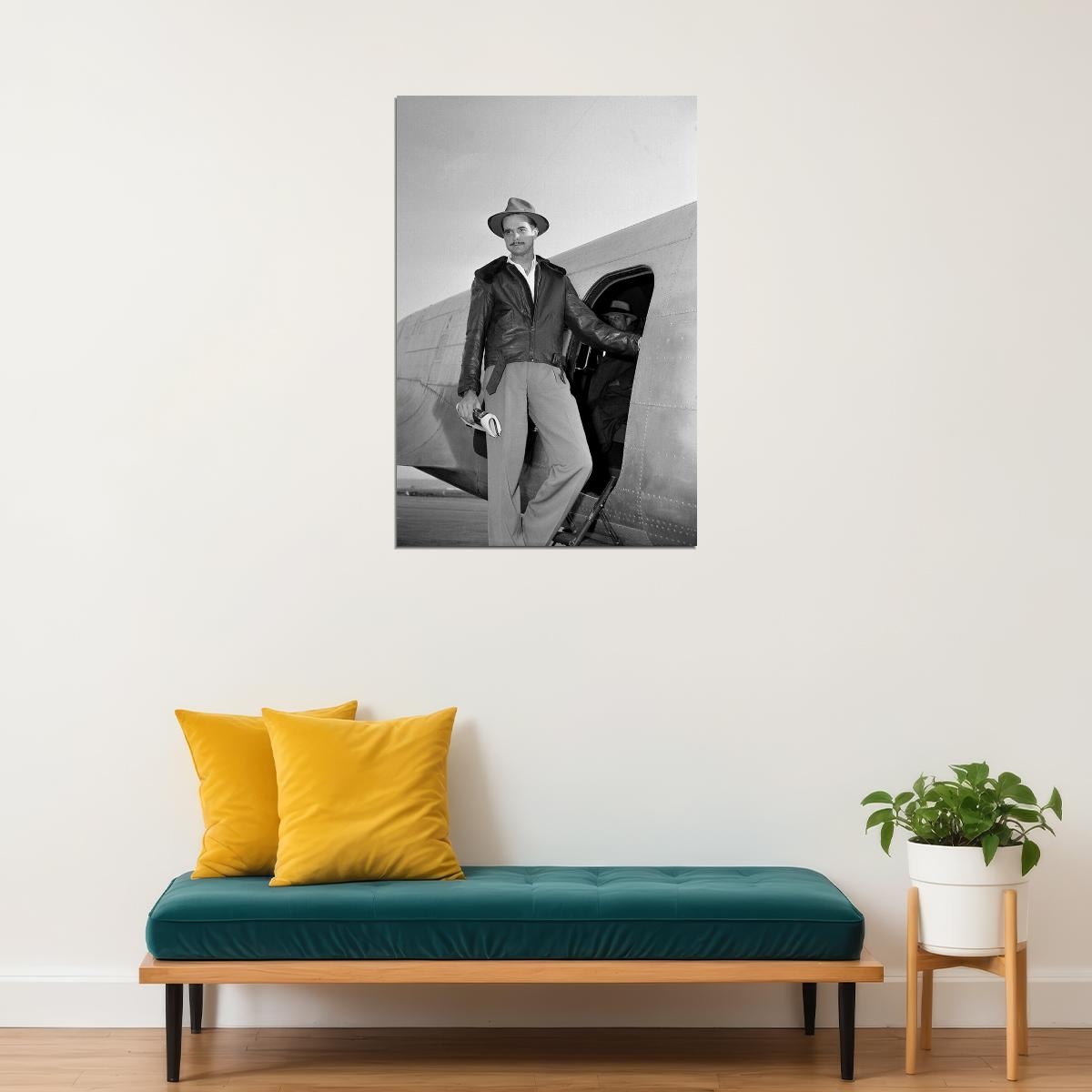 Howard Hughes On The Stairs Of The Plane Poster Wall Art Print Home Wall Decor - xonomax