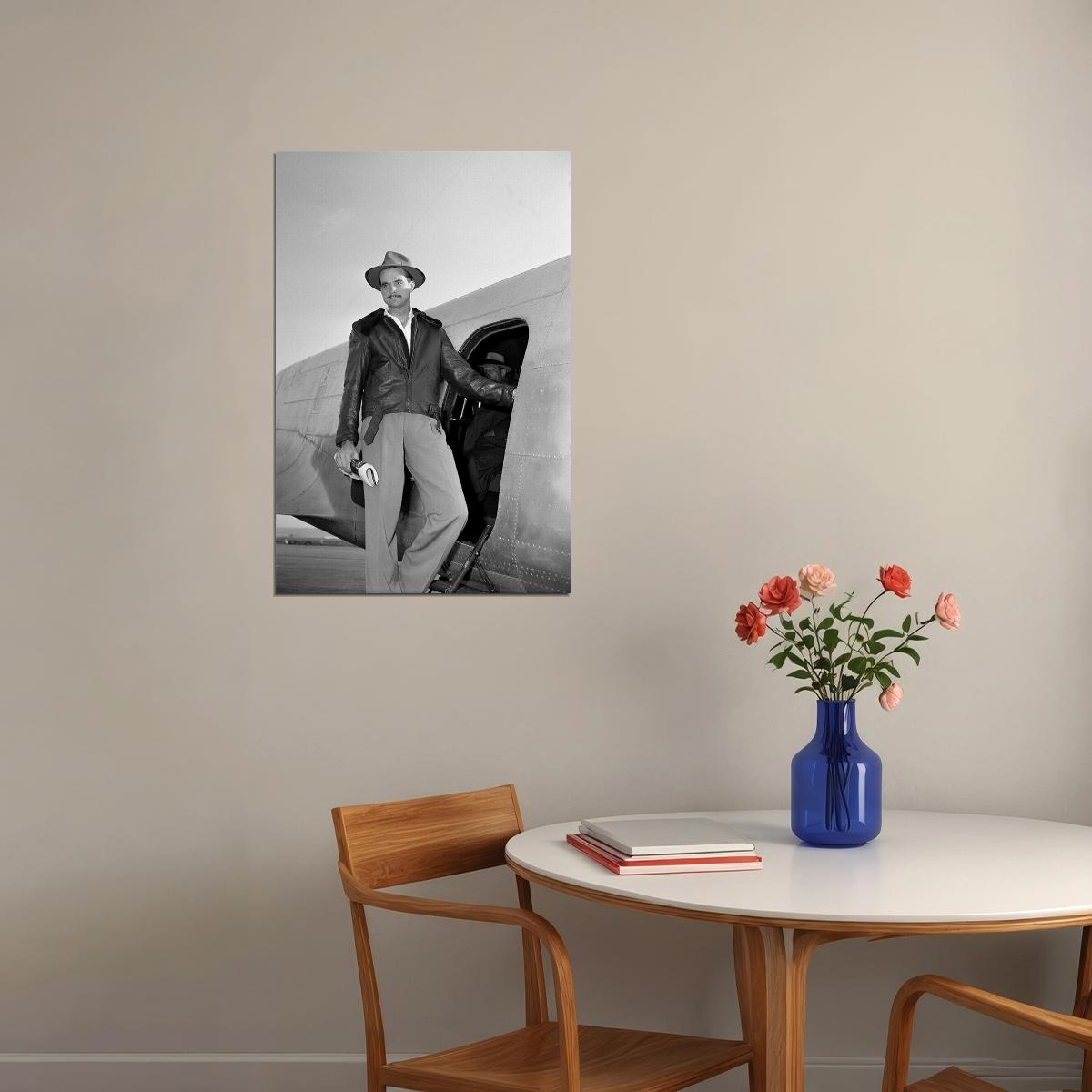 Howard Hughes On The Stairs Of The Plane Poster Wall Art Print Home Wall Decor - xonomax