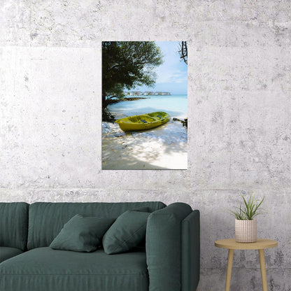 Kayaks On Beach Watercraft Sea Poster Wall Art Print Home Wall Decor - xonomax