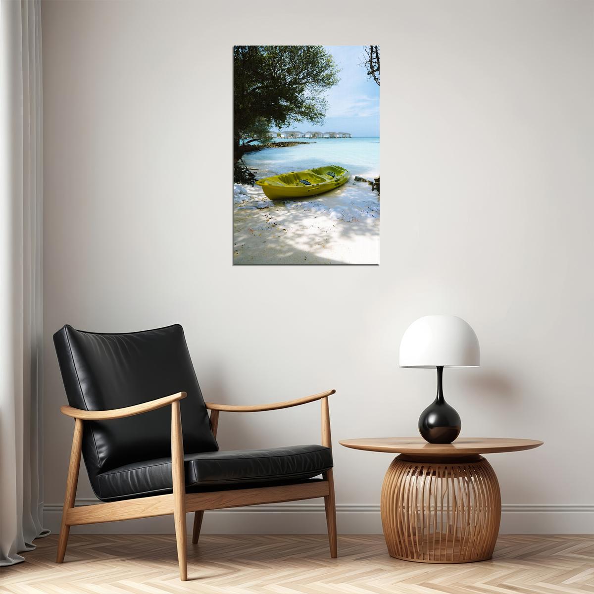 Kayaks On Beach Watercraft Sea Poster Wall Art Print Home Wall Decor - xonomax