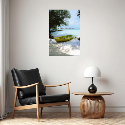 Kayaks On Beach Watercraft Sea Poster Wall Art Print Home Wall Decor - xonomax