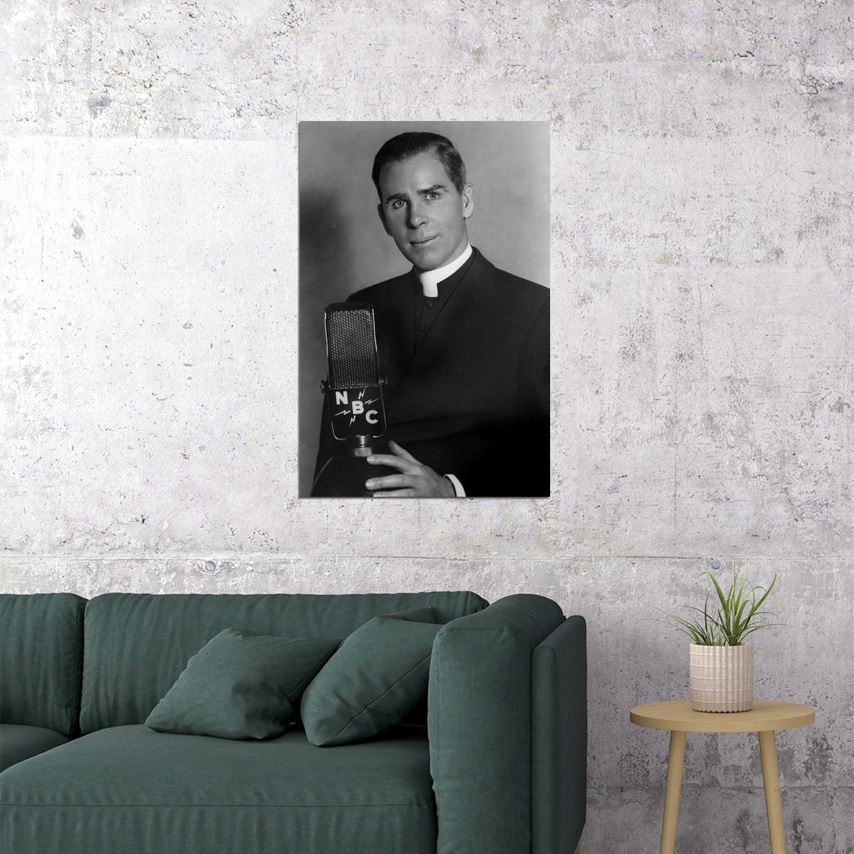 Portrait Of Bishop Fulton Sheen Poster Wall Art Print Home Wall Decor - xonomax