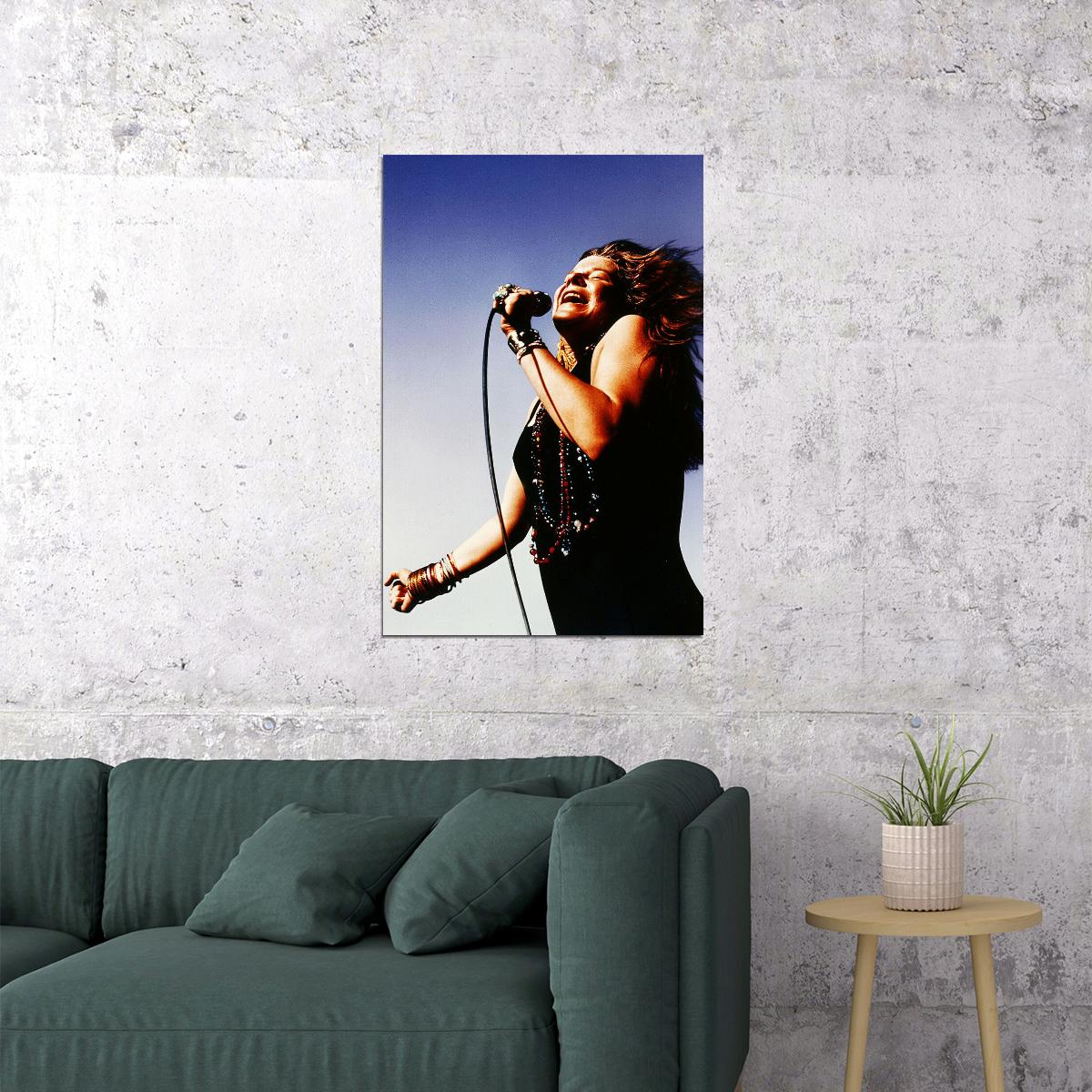 Janis Joplin Singing At Woodstock Poster Wall Art Print Home Wall Decor - xonomax
